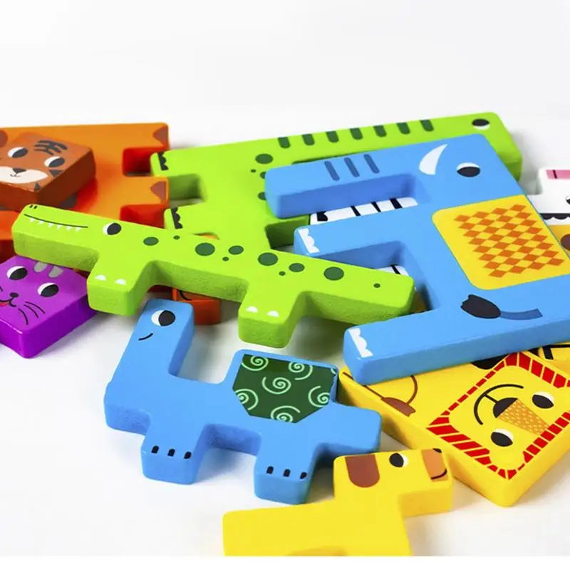 Animal Tangram Wooden Puzzle Blocks PEAS DUKE